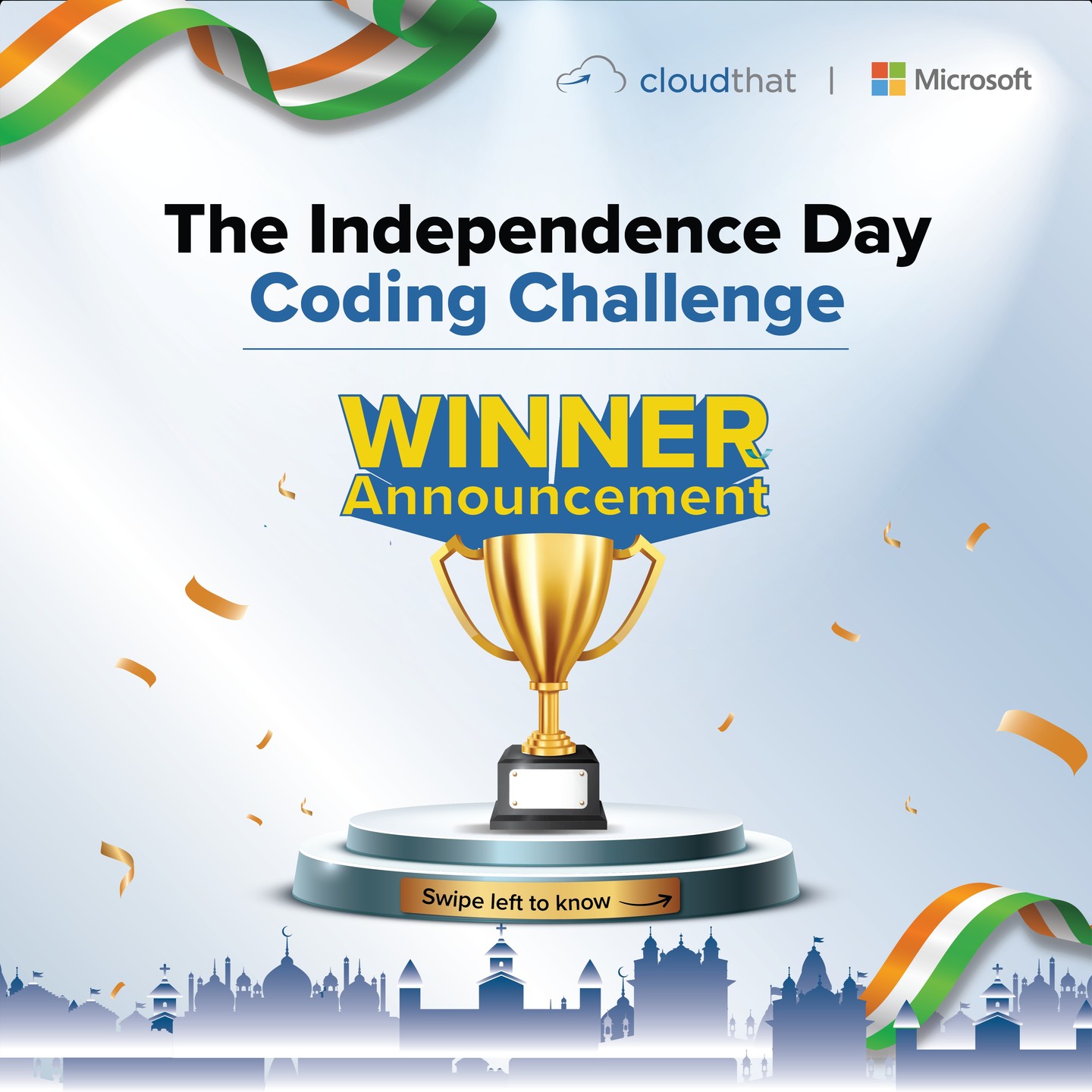 We're thrilled to announce the winners of our Independence Day Coding Challenge! Congratulations to @codewithaum & Chowdam Jaganath from @bitsince1979 for winning the challenge.

A big thanks to all the participants for their participation. Your dedication is inspiring! Stay tuned for more exciting contests.
@microsoft 

#IndependenceDayCodingContest #FreedomCodeChallenge #IndiaIndependenceHackathon #AzadiCodingCompetition #TricolorCodeFest #CodingForFreedom #ProudToCodeOnIndependenceDay #JaiHindCodeathon #IndependenceDayTechChallenge #DigitalFreedomHack #contest #contestalert #contestalertindia #giveaway #win #prize #earpods #contestannouncement #giveawayalert #contestgiveaway