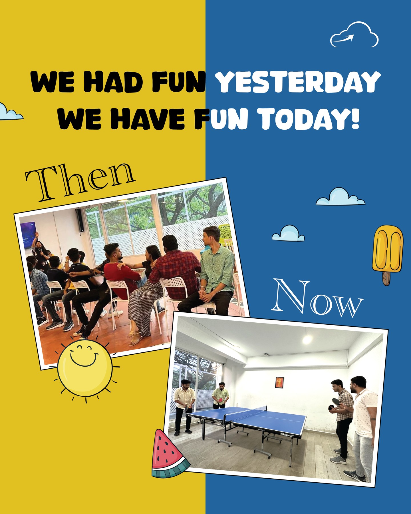 Our memories remind us of all the fun we had together back then.
And you know what? The fun isn't over yet! We're still all about having a good time and making memories together, even now.

#throwback #employeeengagement #employeemotivation #officefun #officememories