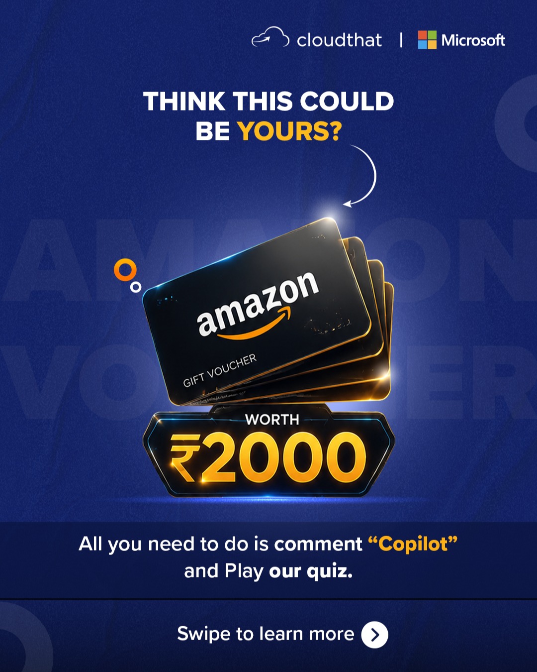 Want to win Amazon vouchers worth ₹2000? 

It’s simple—just DM “Copilot,” take our quick quiz, and answer all questions correctly to stand a chance to win.

Follow us, play smart, and don’t forget—tagging your friends gives you an extra edge 

Ready to try your luck?
@microsoft 

#Giveaway #ContestAlert #WinBig #QuizTime #Copilot